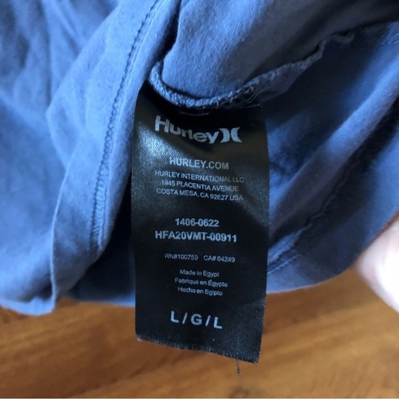 Hurley blue gray short sleeve tee in size L - Picture 5 of 5
